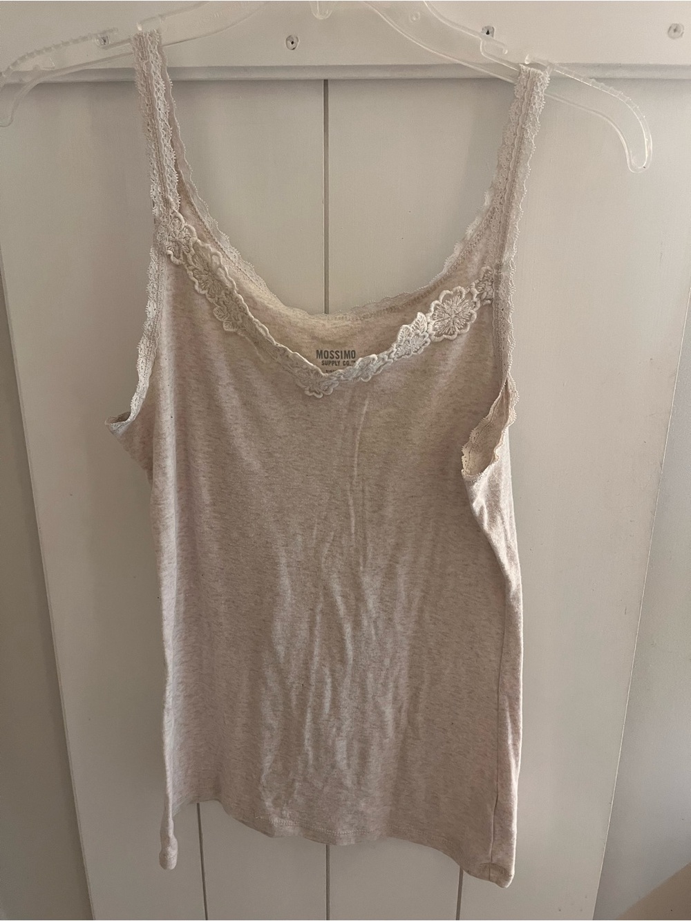 Mossimo Supply Co. Lace-Trim Scoop Neck Tank Top in Beige